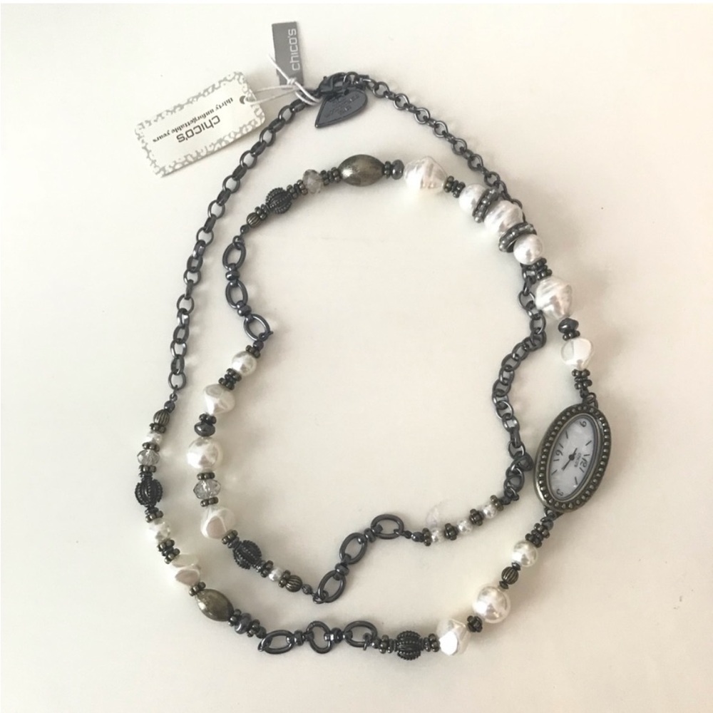 Chico’s Beaded Clock Statement Necklace